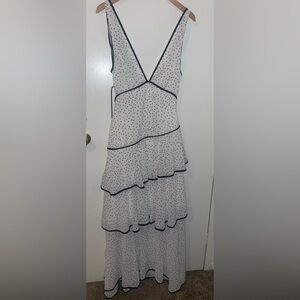 Angel Biba Selfie Leslie White Polka Dot Layered Maxi Dress